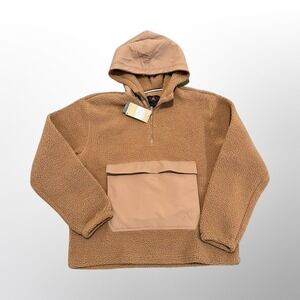 Jordan Flight Men's High-Pile Fleece Sherpa Pullover Hoodie Brown Large